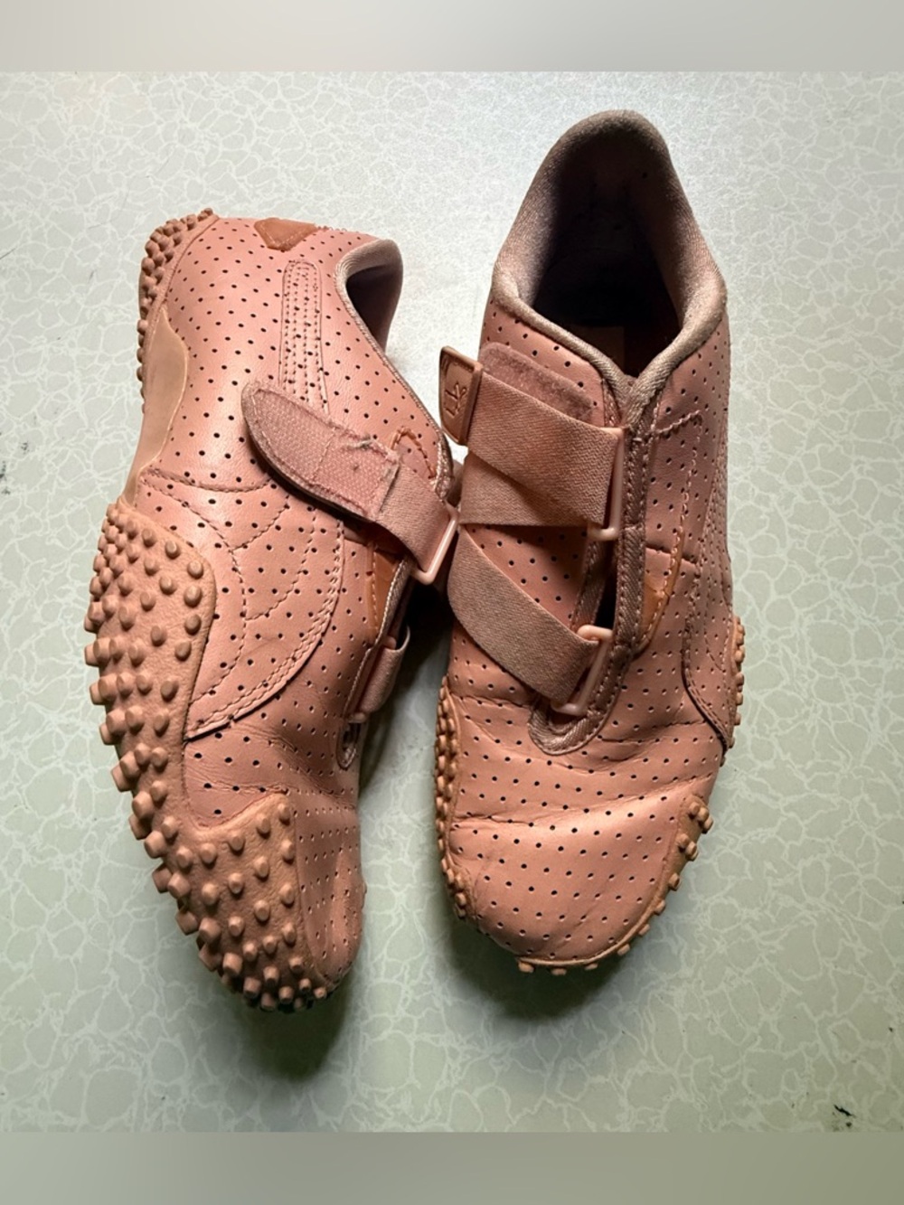Dusty Rose Perforated Leather Sneakers with Studded Sole